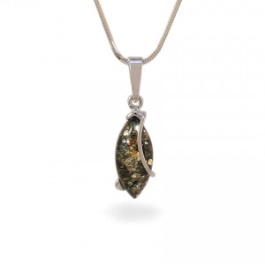 Amber pendant | Sterling silver | Height - 30mm, Width - 9mm | Weight - 1,6g