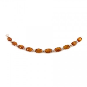 Amber bracelet | Sterling silver | Length - 18,7 to 21,7 cm, Width - 8mm | Weight - 11,3g