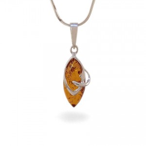 Amber pendant | Sterling silver | Height - 30mm, Width - 10mm | Weight - 1,5g