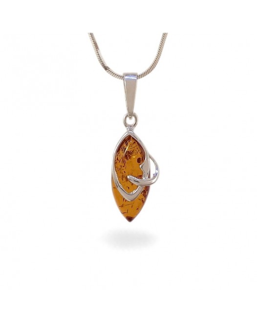 Amber pendant | Sterling silver | Height - 30mm, Width - 10mm | Weight - 1,5g | ZD.1068W