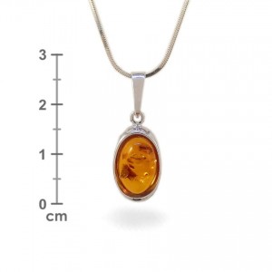 Amber pendant | Sterling silver | Height - 26mm, Width - 10mm | Weight - 1,5g | ZD.1070W