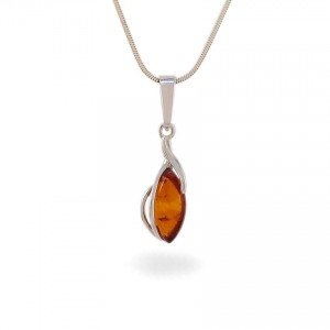 Amber pendant | Sterling silver | Height - 28mm, Width - 8mm | Weight - 1,1g | ZD.1092W