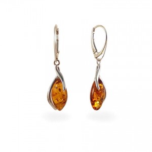 Amber Earrings | Sterling silver | Height - 40mm, Width - 10mm | Weight - 3,7g