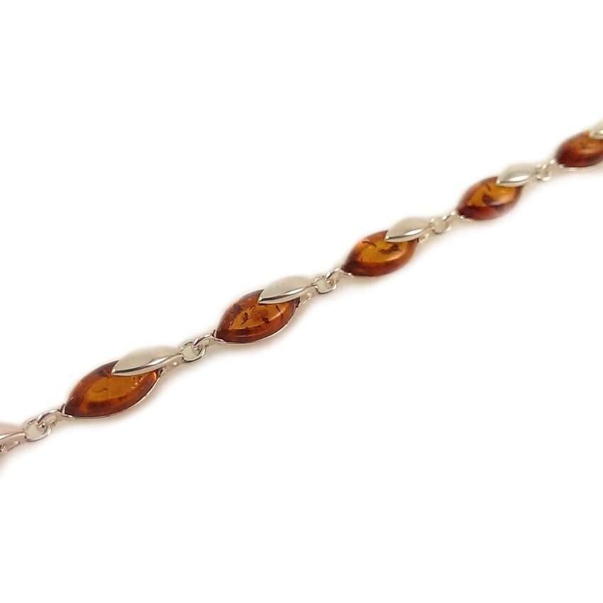 Amber bracelet | Sterling silver | Length - 19,5 to 22,5 cm, Width - 6mm | Weight - 7.9g | ZD.1099B