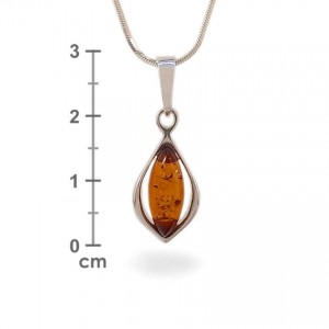 Amber pendant | Sterling silver | Height - 29mm, Width - 11mm | Weight - 1,7g | ZD.1116