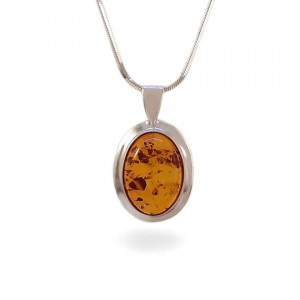 Amber pendant | Sterling silver | Height - 24mm, Width - 14mm | Weight - 1,7g