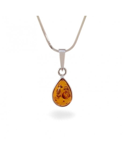Amber pendant | Sterling silver | Height - 24mm, Width - 9mm | Weight - 1,1g