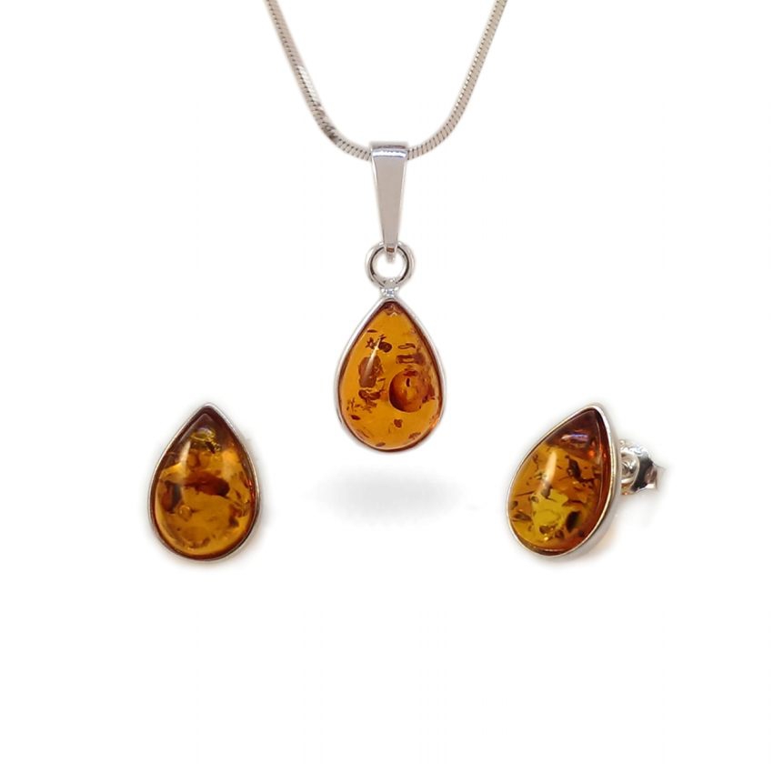 Amber pendant | Sterling silver | Height - 24mm, Width - 9mm | Weight - 1,1g | ZD.681