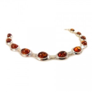 Amber bracelet | Sterling silver | Length - 19,3 to 22,3 cm, Width - 9mm | Weight - 10,1g
