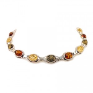 Amber bracelet | Sterling silver | Length - 19,3 to 22,3 cm, Width - 9mm | Weight - 10,1g | ZD.320BM