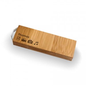 Engraved USB flash drive | USB 3.0 32GB | Bamboo wood | Silver-plated Pendant | Available in 10 fonts nad Ikons
