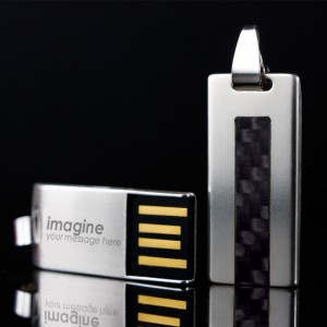 Carbon Fiber Flash Drive | USB 2.0 16GB | Sterling Silver | Carbon Fiber | Available in 10 fonts nad Ikons