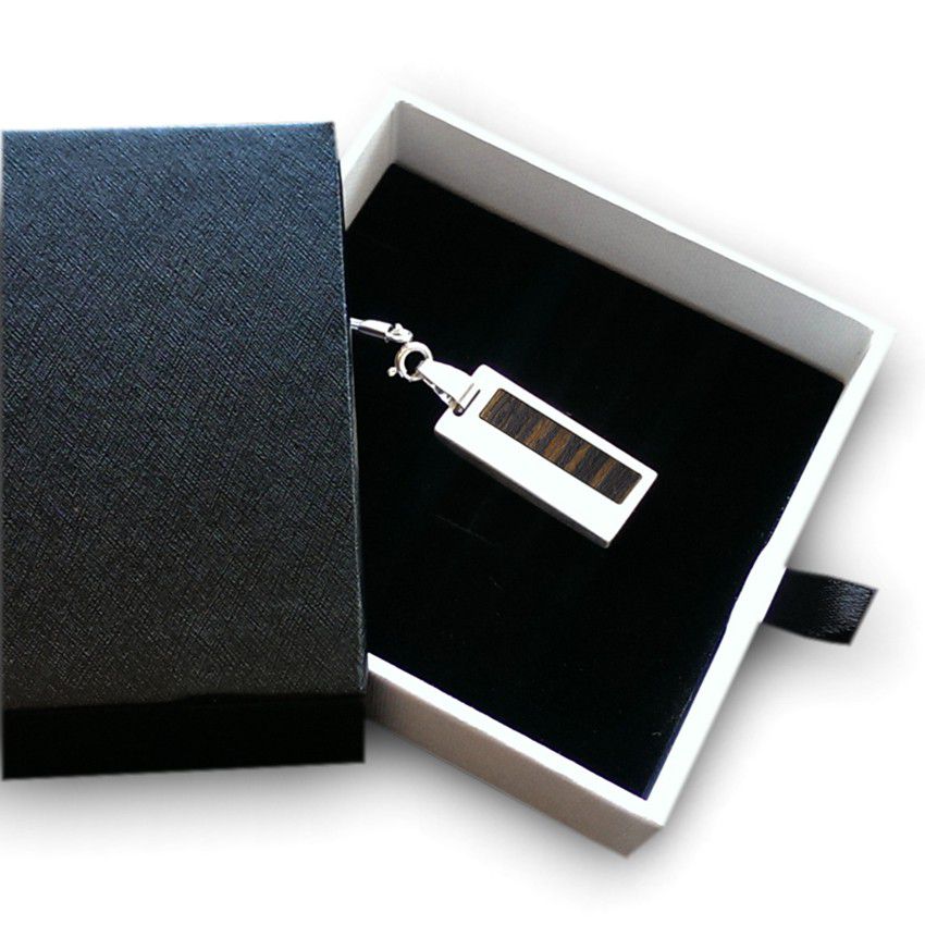 USB Schmuck für Männer | USB 2.0 8GB | Sterling Silber | Teak holz | Verfügbar in 10 Schriftarten und Symbolen