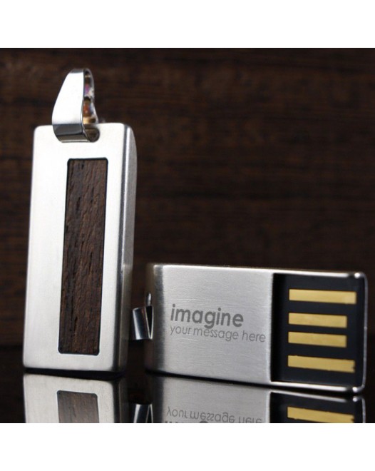 Engraved Flash Drive | USB 2.0 32GB | Sterling Silver | Wenge wood | Available in 10 fonts nad Ikons