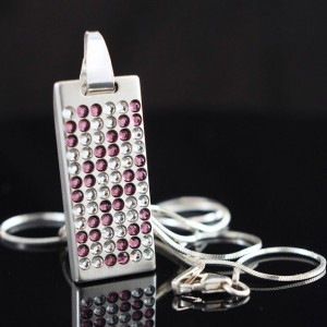Jewelry USB Flash Drive | USB 2.0 32GB | Sterling Silver | 55 Swarovski crystal | Silver chain | Available in 10 fonts nad Ikons