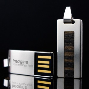 Gift idea Flash Drive | USB 2.0 64GB | Sterling Silver | Teak wood | Available in 10 fonts nad Ikons