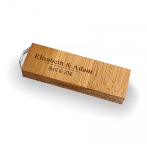 Wedding USB flash drive | USB 3.0 16GB | Bamboo wood | Silver-plated Pendant | With engraving on flash drive & packaging