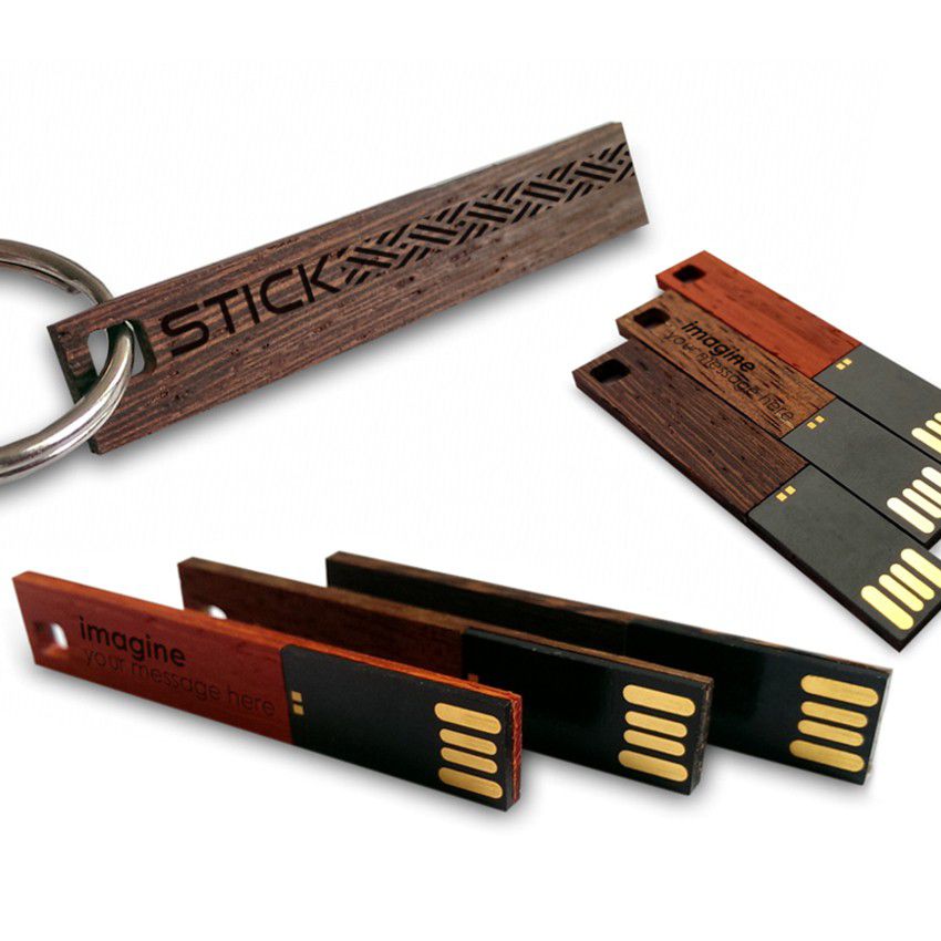 Original USB Flash Drive | USB 2.0 8GB | Wenge, Merbau or Mahogany wood | Available in 10 fonts nad Ikons