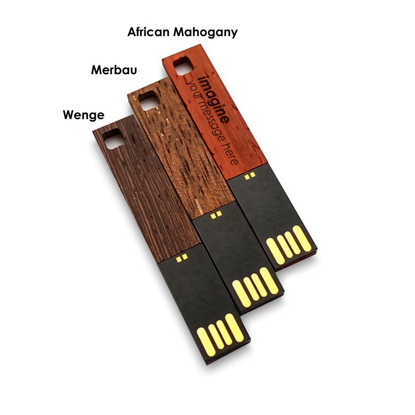 Original USB Flash Drive | USB 2.0 8GB | Wenge, Merbau or Mahogany wood | Available in 10 fonts nad Ikons