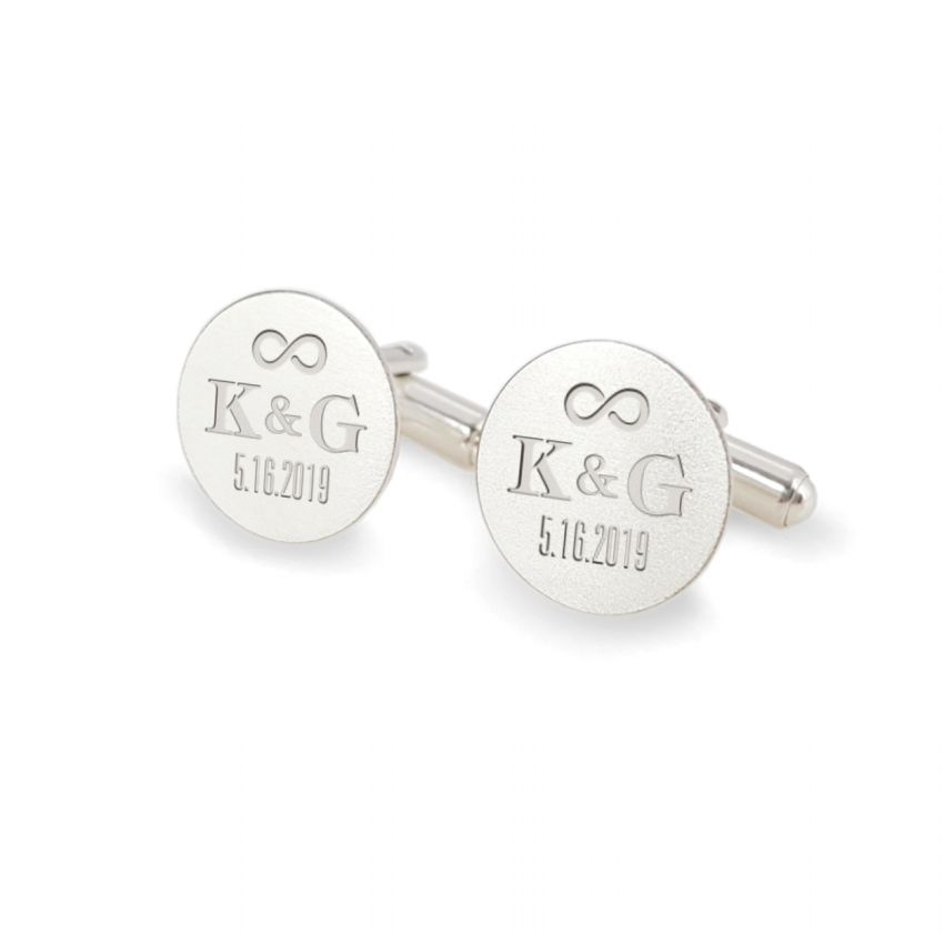Groom cufflinks | With initials and wedding date | Sterling silver | ZD.139
