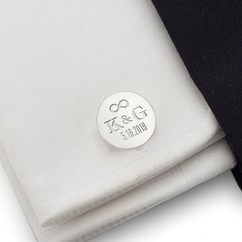 Groom cufflinks | With initials and wedding date | Sterling silver | ZD.139