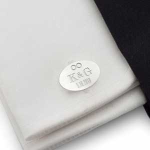 Groom cufflinks | With initials and wedding date | Sterling silver | ZD.147