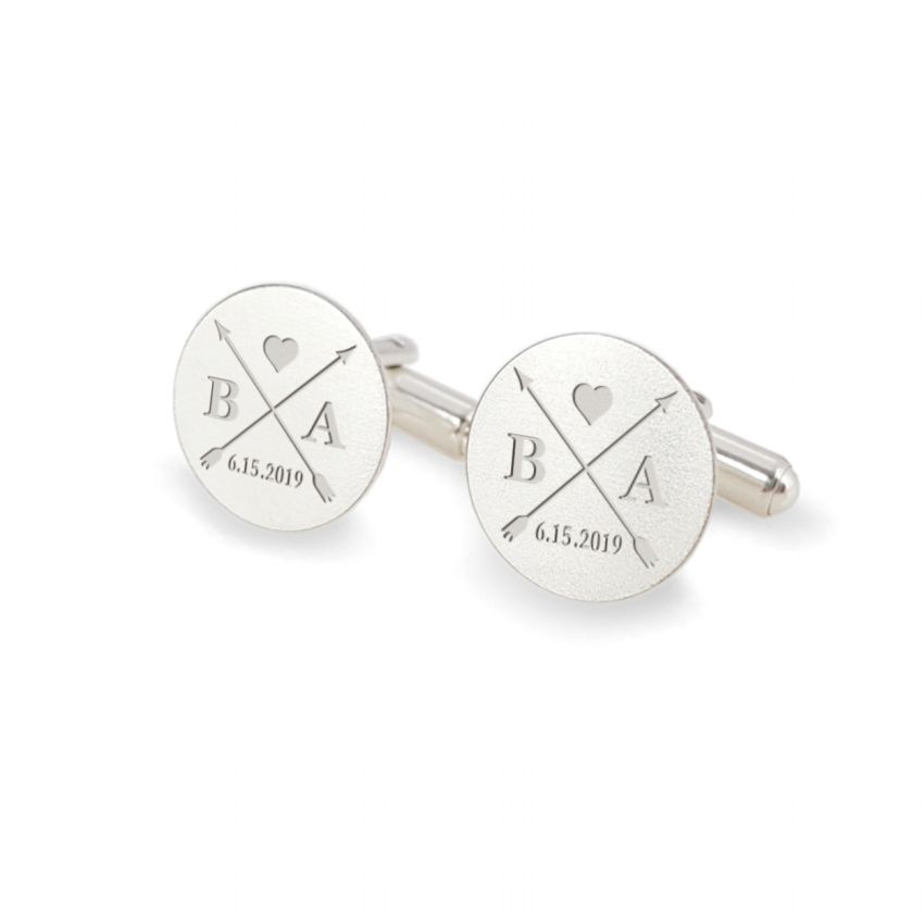 Arrow silver cufflinks | With initials and wedding date | Sterling silver | ZD.171