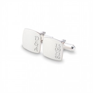Groom cufflinks | With initials and wedding date | Available in 10 fonts | Sterling silver | ZD.190
