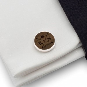 Arrow silver cufflinks | Initials and wedding date | Sterling silver | American Walnut | ZD555