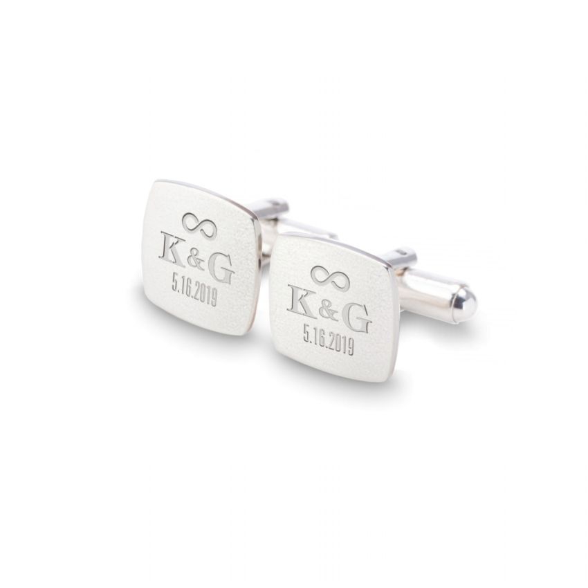 Groom cufflinks | With initials and wedding date | Sterling silver | ZD.95