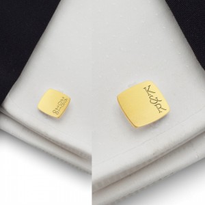 Custom Gold Cufflinks | initials and wedding date | Sterling silver gold plated | ZD190G
