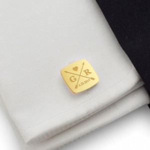 Gold wedding arrow cufflinks | initials and wedding date | Sterling silver gold plated | ZD170G
