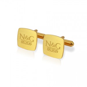 Custom Gold Cufflinks | With initials and wedding date | Sterling silver gold plated | ZD.172Gold