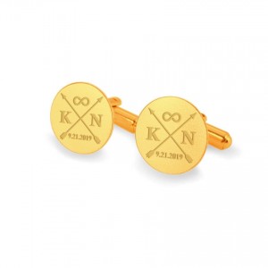 Gold wedding arrow cufflinks | With initials and wedding date | Sterling silver gold plated | ZD.171Gold