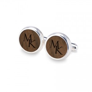 Engraved Wood Cufflinks | Available in 10 fonts | Sterling silver | American Walnut | ZD.115