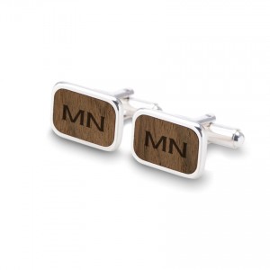 Initials Cufflinks | Available in 10 fonts | Sterling silver | American Walnut | ZD.59