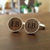 Personalised Wooden Cufflinks | Available in 10 fonts | Sterling sillver | American Walnut | ZD.55-3