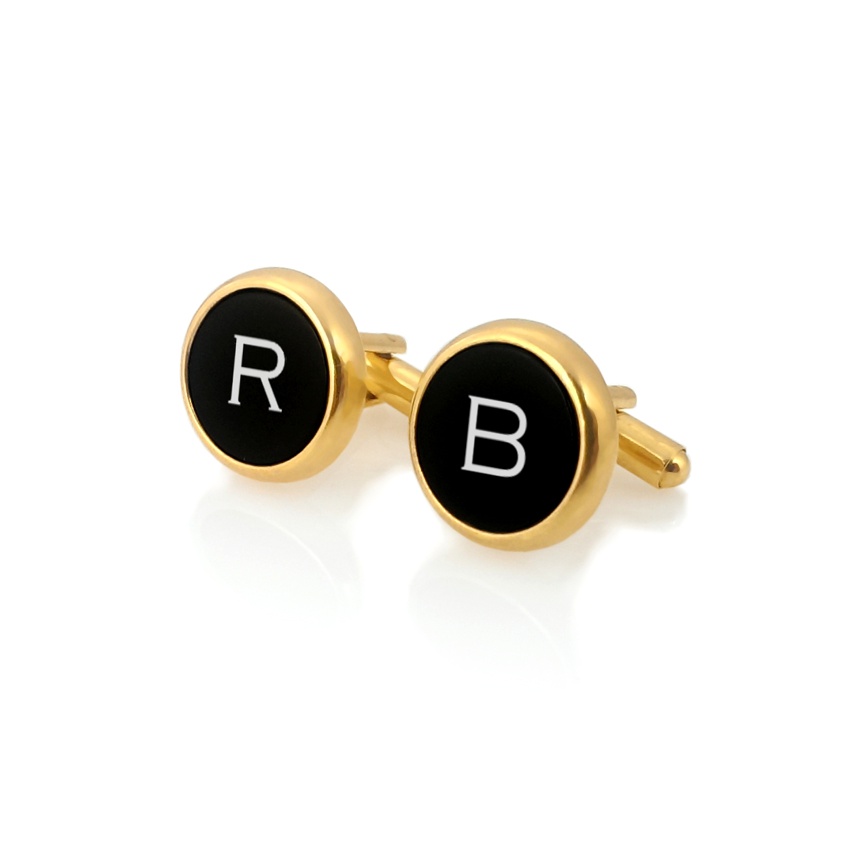 Personalized Cufflinks | Available in 10 fonts | Sterling silver | Onyx stone | ZD.110