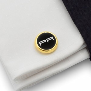 Engraved Gold Cufflinks | Sterling silver gold plated | Onyx stone | ZD105G