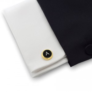 Engraved Gold Cufflinks | Available in 10 fonts | Sterling silver gold plated | Onyx stone | ZD.110Gold