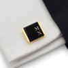 Engraved Gold Cufflinks | Sterling sillver gold plated | Onyx stone | ZD74G