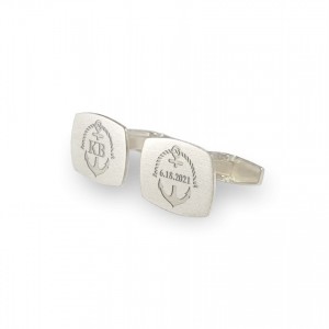 Personalized Anchor cufflinks | initials and date | Sterling silver | ZD224