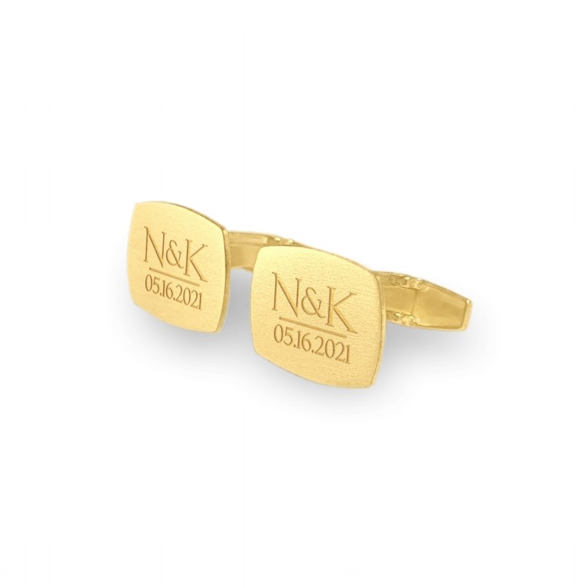 Custom Gold Cufflinks | With initials and wedding date | Sterling silver gold plated | ZD.225Gold