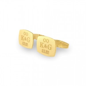 Gold Groom cufflinks | With initials and wedding date | Sterling silver gold plated | ZD.230Gold