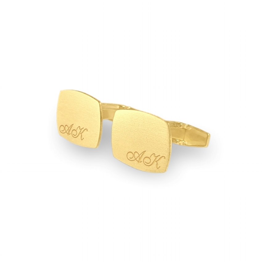 Gold rechteckige Manschettenknöpfe mit Gravur | 925er Silber vergoldet | ZD221G