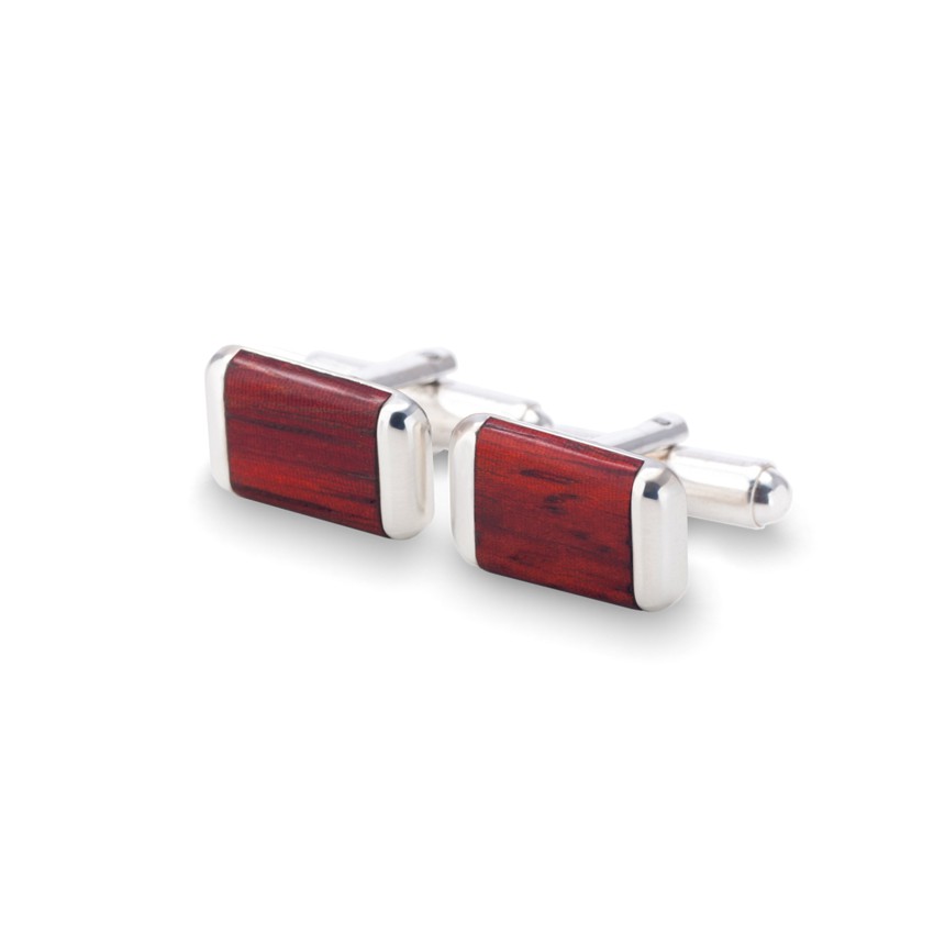 Rot Manschettenknöpfe aus Holz | 925er Sterling Silber | Mahagonie Holz | ZD.42