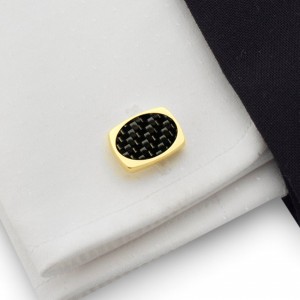 Carbon Gold Cufflinks | Sterling silver gold plated  | Carbon Fibre | ZD.45Gold