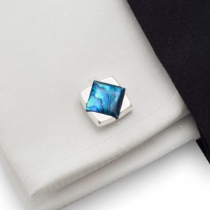 Blue Wedding Cufflinks | Sterling silver | Natural Shell | ZD.25