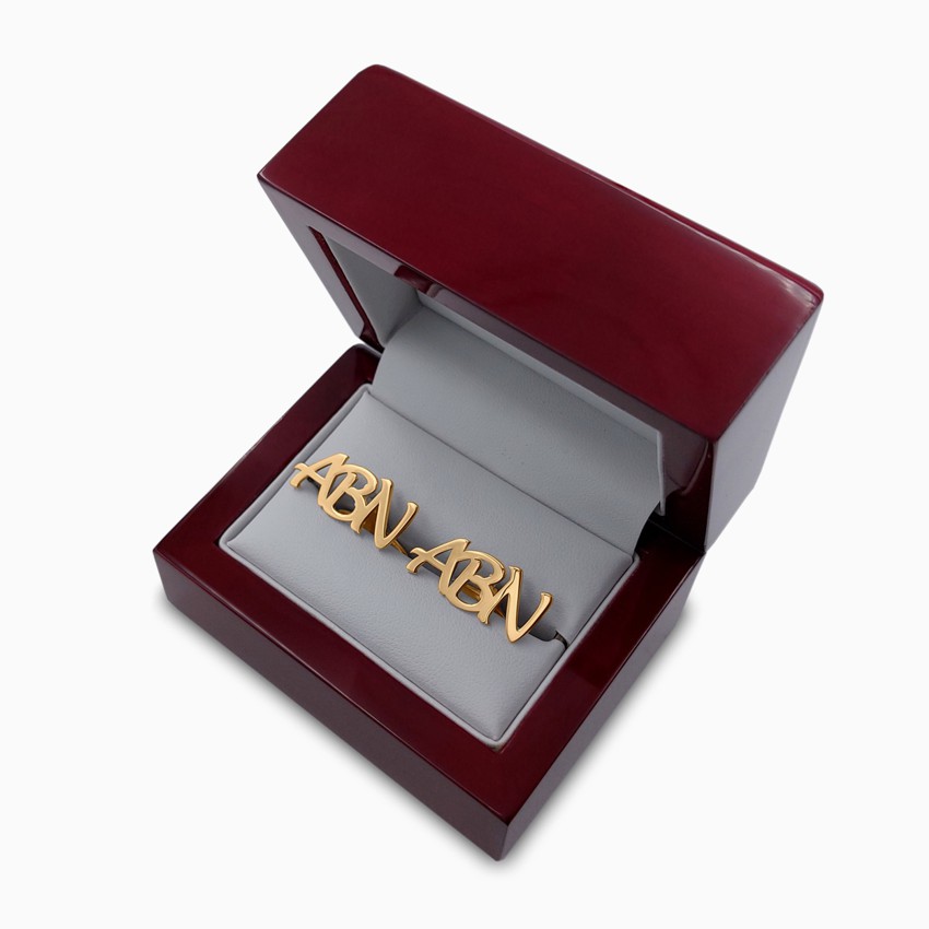 Personalisierte Buchstaben manschettenknöpfe mit Drei Initiale | 925er Silber 18K vergoldet | ZD303G