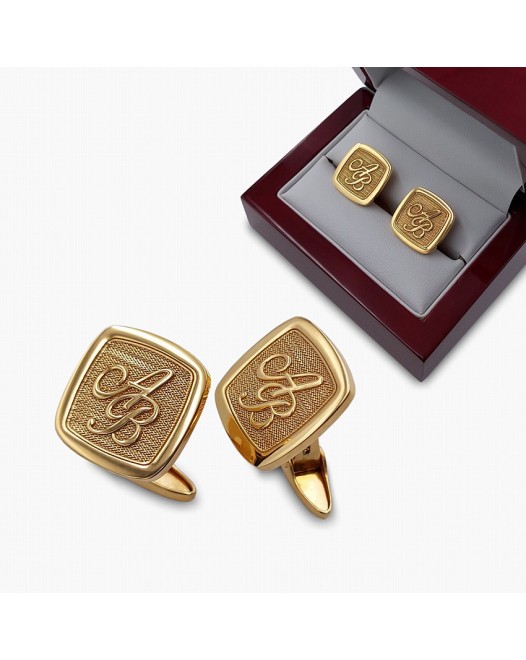 Luxury cufflinks with initials | Sterling silver gold plated | ZD600G